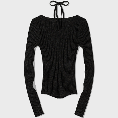 Rib Button-Up Cardigan (CHARCOAL)