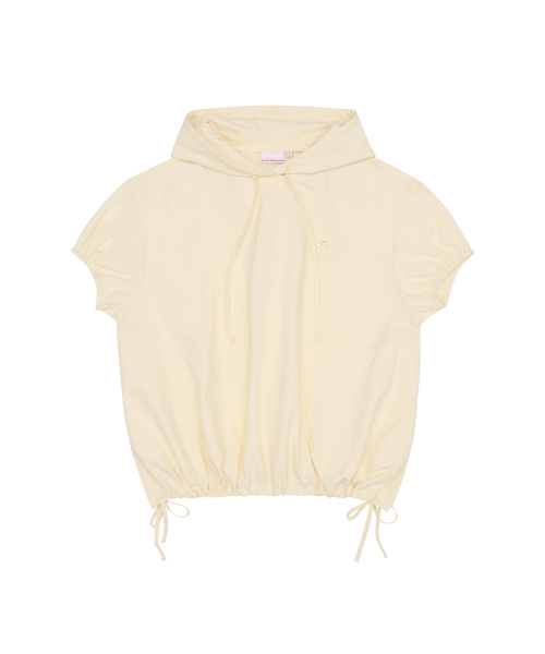 OVERFIT WRINKLE SHORTSLEEVE HOODIE YELLOW
