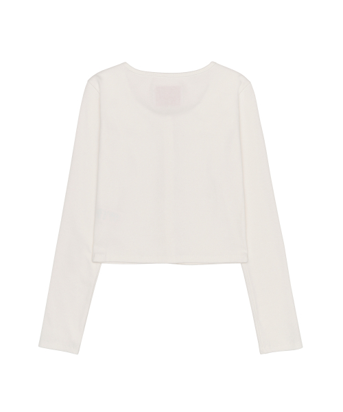 RIB U-NECK CARDIGAN WHITE