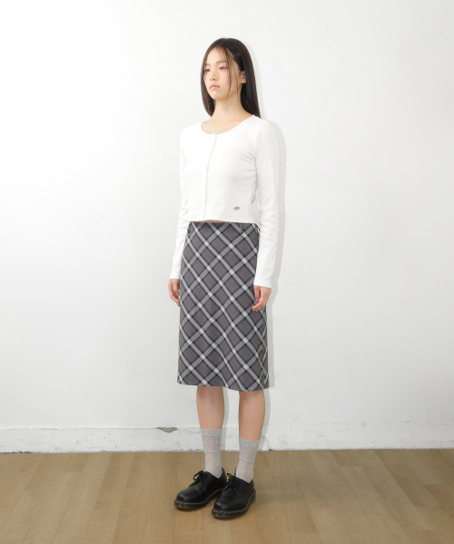 RIB U-NECK CARDIGAN WHITE