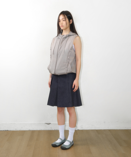 SHEER NYLON VEST JACKET GREY