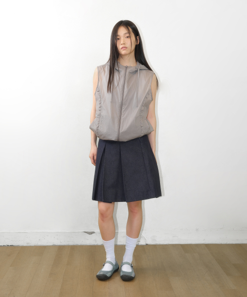SHEER NYLON VEST JACKET GREY