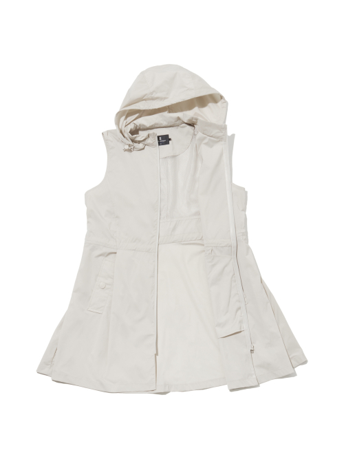 Длинный жилет на молнии с капюшоном L_Light Beige