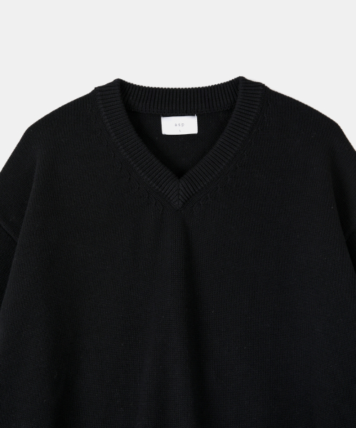 Хлопковый V-neck трикотаж Black