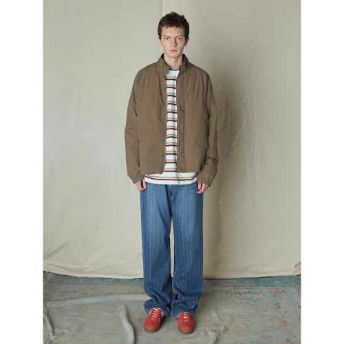 Stand Collar Light Weight Jumper Yellowish Brown