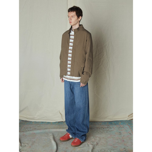 Stand Collar Light Weight Jumper Yellowish Brown