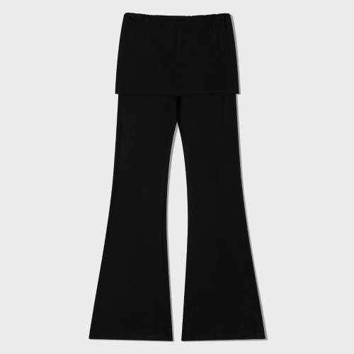 Skirt Overlay Flare Pants (BLACK)