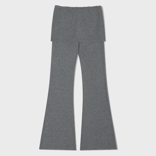 Skirt Overlay Flare Pants (GRAY)