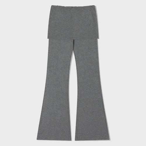 Skirt Overlay Flare Pants (GRAY)