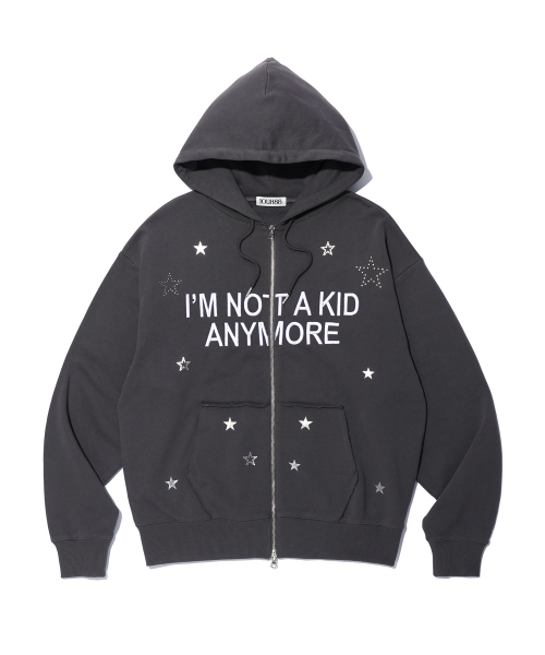 NOT A KID HOOD ZIP-UP CHARCOAL