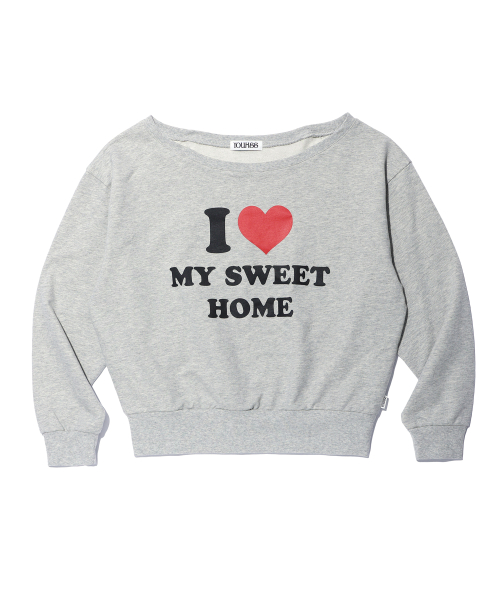 I LOVE OFF SHOULDER SWEATSHIRTS MELANGE GREY
