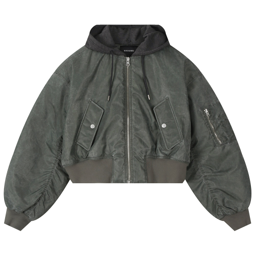 Женский бомбер со съемным капюшоном пигментного окраса, Light Khaki