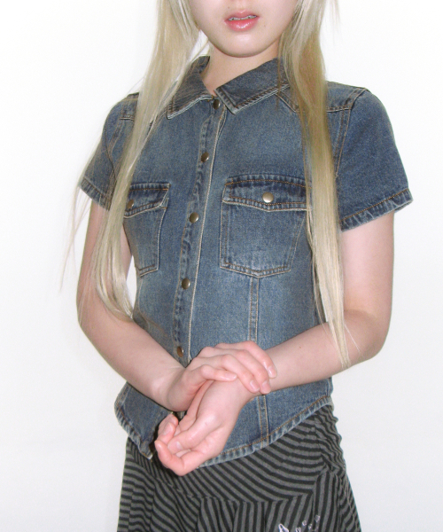 DENIM SHORT SLEEVE SHIRTS BLUE