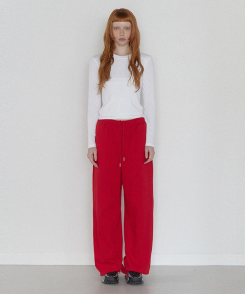 RS String Wide Sweat Pants Red