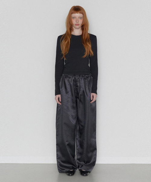 Dot Pattern Pants Black