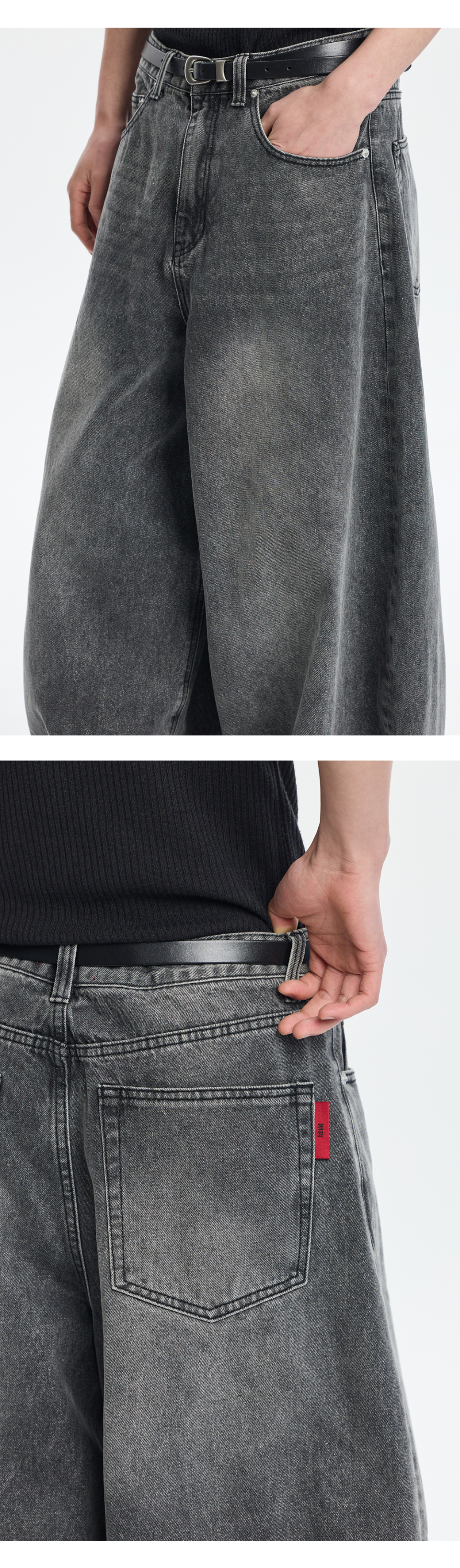 MUSINSA | KICHUL BALLOON FIT DENIM PANTS (WASHED GREY)