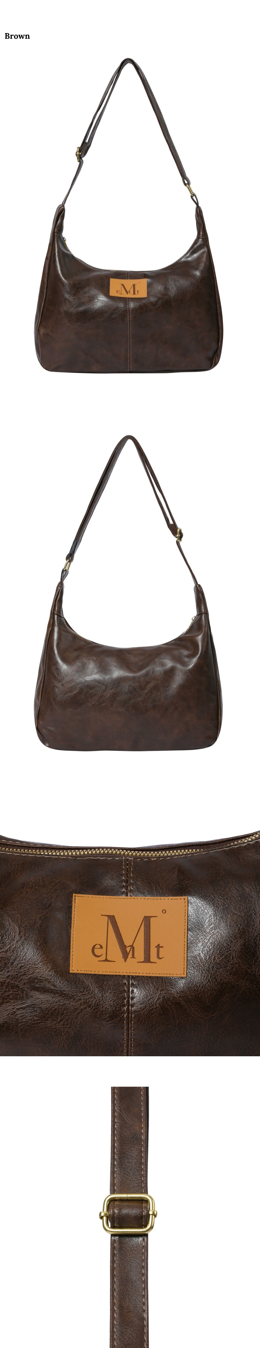 MUCENT) MERIN GOLD LINE LEATHER SHOULDER BAG - 2COL
