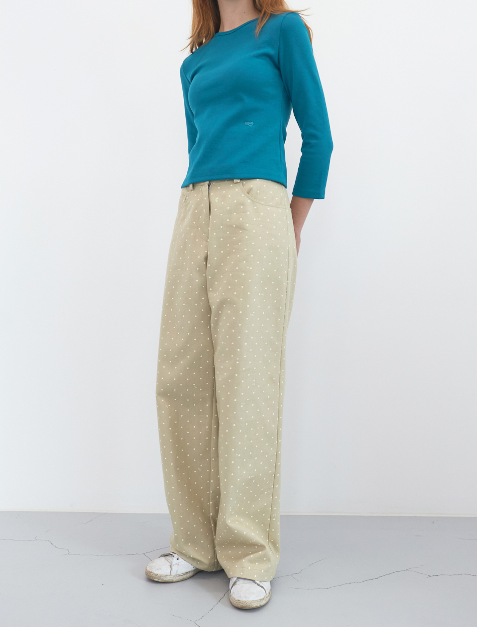 韓国商品/ENZO BLUES ドット コットン ワイド パンツ MUSINSA公式 | ENZO BLUES Dot Cotton Wide Pants (Beige)