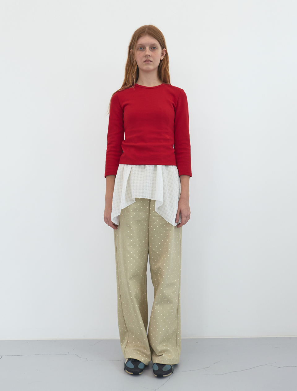 【ENZO BLUES】Dot cotton wide pants ★韓国人気★追跡付 MUSINSA公式 | ENZO BLUES Dot Cotton Wide Pants (Beige)