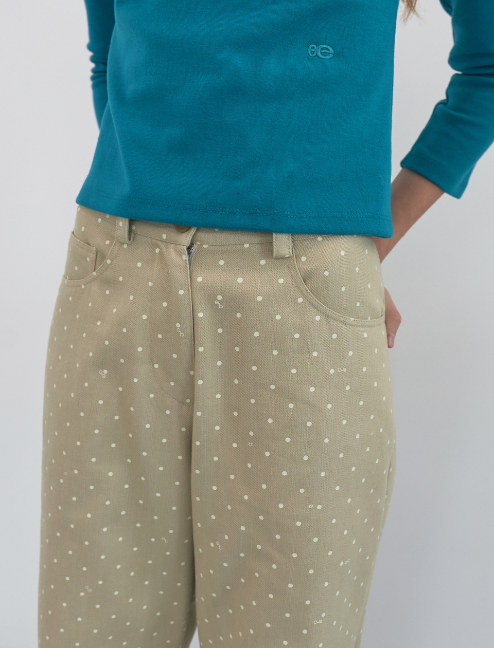 【ENZO BLUES】Dot cotton wide pants ★韓国人気★追跡付 MUSINSA公式 | ENZO BLUES Dot Cotton Wide Pants (Beige)