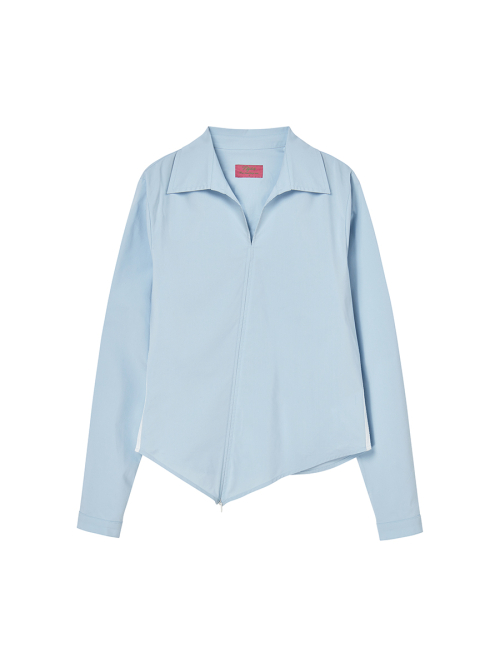 ASYMMETRY ZIPPER SHIRTS SKY BLUE