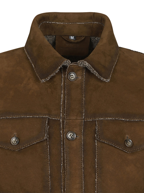 Кожаная куртка из козы с карманами ALJP124 (Italy Brown)