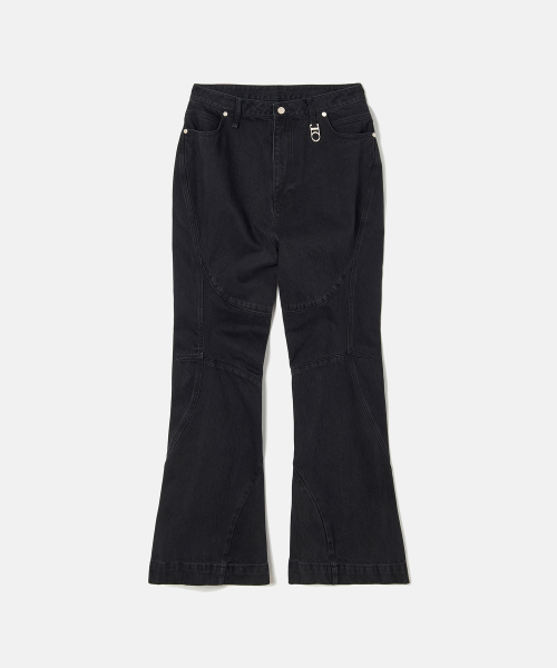 Biker Denim Pants (Washed Black)