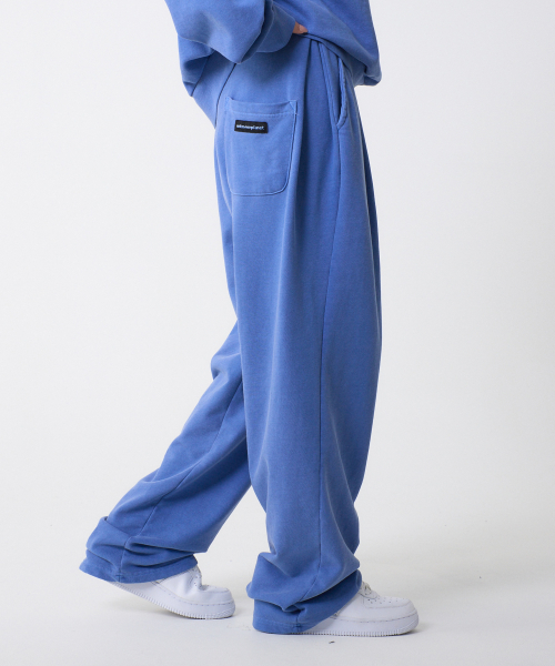 Daily Two Tuck Wide Pigment Sweat Pants Blue