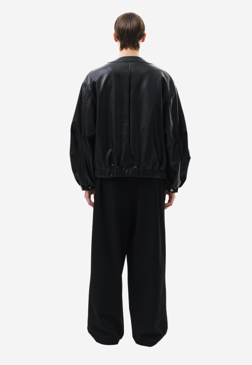 Кожаная куртка без воротника Black ZH2LT205BK