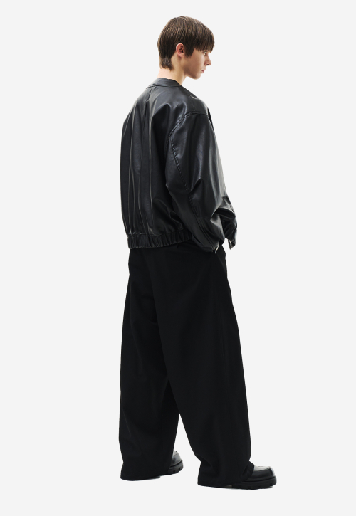 Кожаная куртка без воротника Black ZH2LT205BK