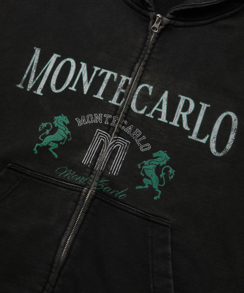 Худи на молнии Monte Carlo, washed black