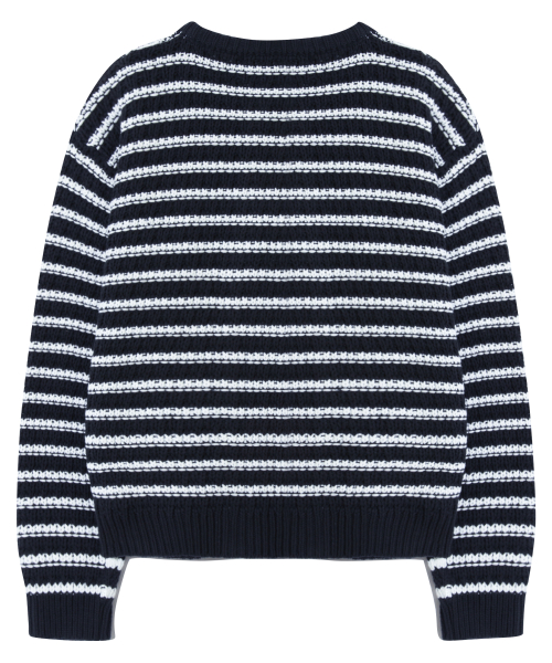 Кардиган в полоску с круглым вырезом Dark Navy