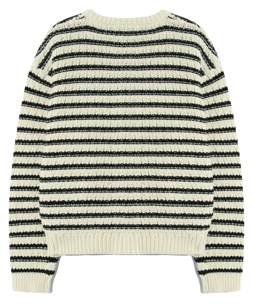 Кардиган в полоску с круглым вырезом Cream Beige