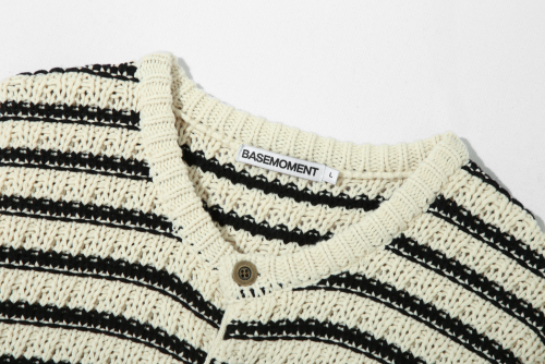 Кардиган в полоску с круглым вырезом Cream Beige