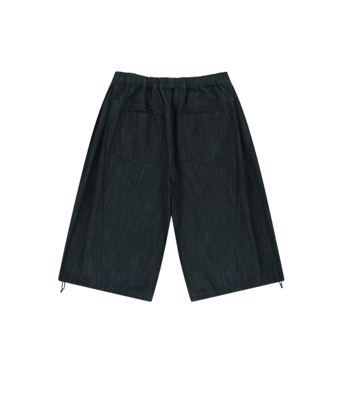 Curved Volume washed shorts (indigo blue)