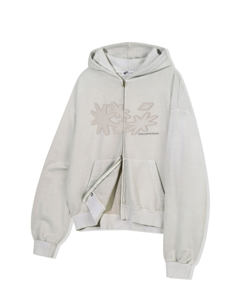 Пигментный худи Sand Beige с логотипом Flare Sun и двусторонней молнией