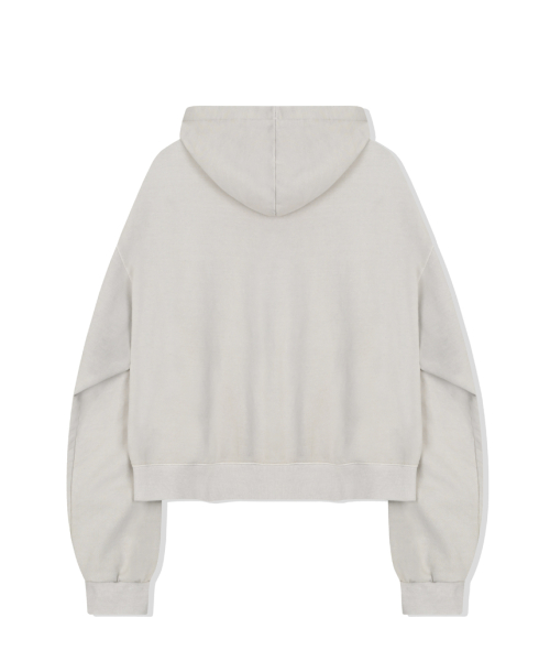 Пигментный худи Sand Beige с логотипом Flare Sun и двусторонней молнией