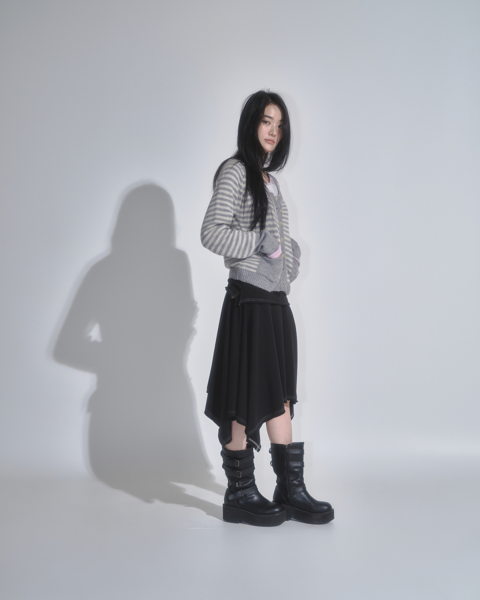★as''on★LENA UNBALANCE SKIRT / BLACK★正規品/韓国送料込 MUSINSA | ASON LENA UNBALANCE SKIRT / BLACK