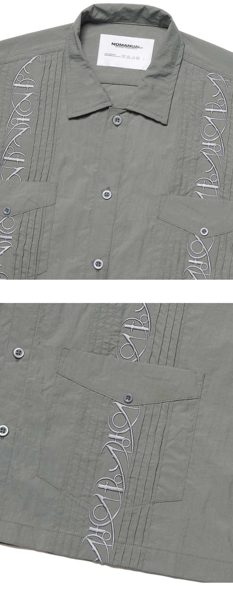 MUSINSA | NOMANUAL NM GUAYABERA HALF SLEEVE SHIRT - KHAKI GRAY