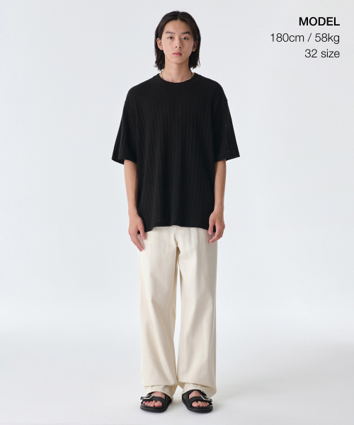 LINEN LIKE WIDE DENIM PANTS [CREAM]