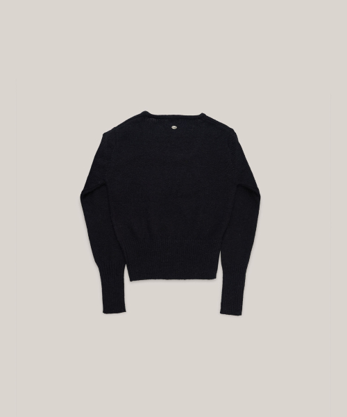 SQUARED NECK WOOL KNIT [ BLACK ]