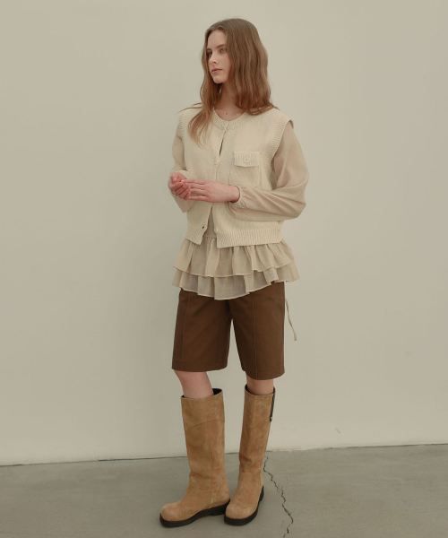 FRENCH KNIT VEST [ CREAM ]