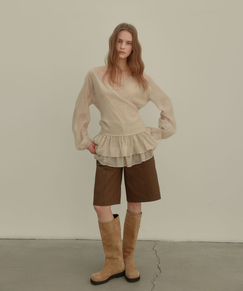 FRILL BLOUSE SET-UP [ BEIGE ]