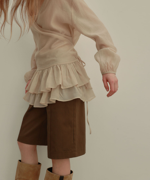 FRILL BLOUSE SET-UP [ BEIGE ]