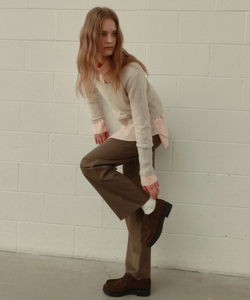 STRIPE POCKET PANTS [ BROWN ]