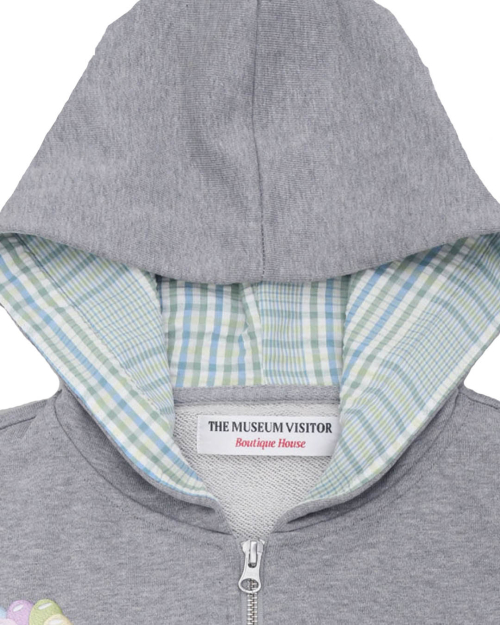 RABBIT EMBROIDERY ZIPUP HOODIE (GREY)