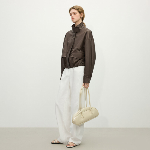 WD_Brown hidden zipper jacket