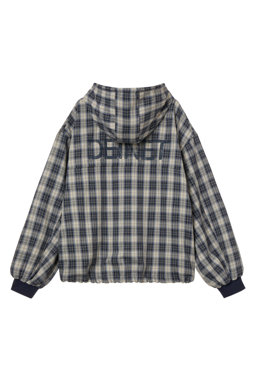 CHECK BOMBER JACKET IN NAVY