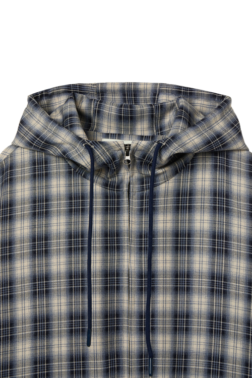 CHECK BOMBER JACKET IN NAVY