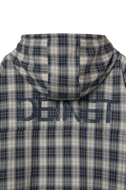 CHECK BOMBER JACKET IN NAVY